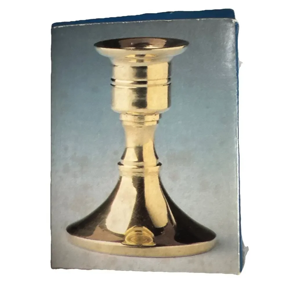 VTG Solid Brass Candlestick 1984 American Trends Corp 3.25” Dinner Party NEW‎